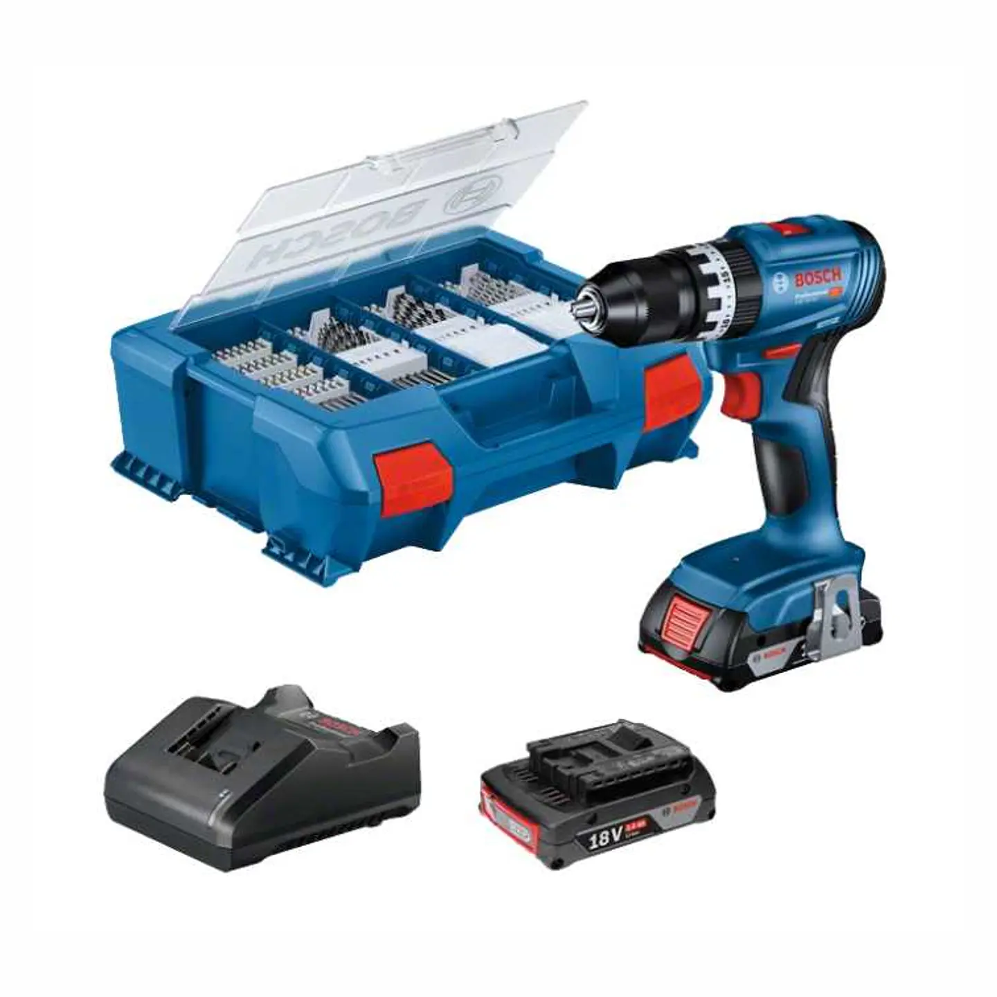Aparafusadora/Berbequim com percussão sem fio GSB 18V-45 L-Case Pick & Click + 2 Baterias 18V 2.0Ah BOSCH 1
