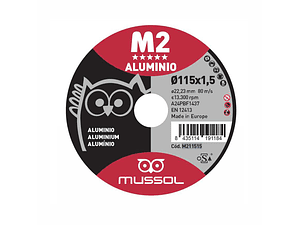 Disco de corte alumínio extrafino 115x1,5mm M2 MUSSOL