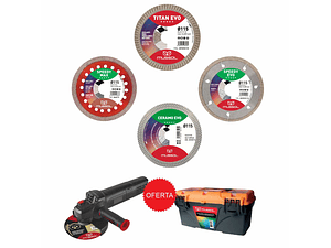 4 Discos de diamante 115mm para cerâmicos + OFERTA Rebarbadora (125mm) 1.000W MUSSOL