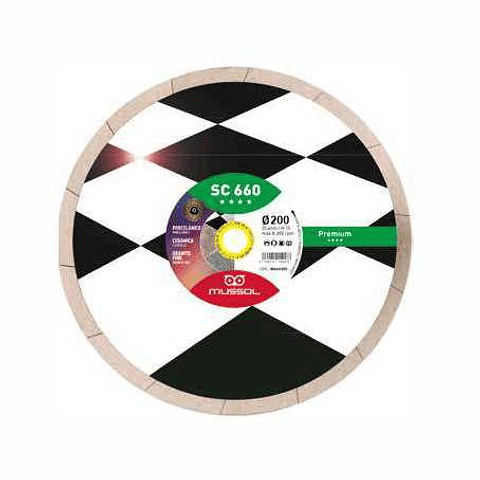 Disco corte de diamante corte húmido em cerâmico 200x25,4mm W660200 SC 660 MUSSOL