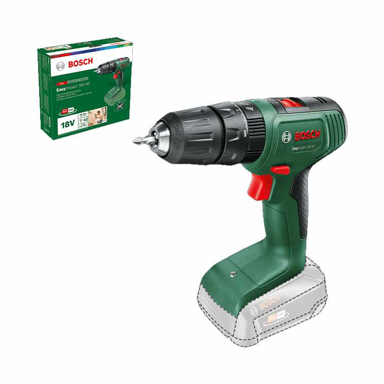 Aparafusadora/Berbequim com percussão sem fio EasyImpact 18V-40 BOSCH DIY 1