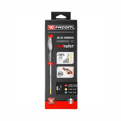 Jogo de 8 chaves de fenda, philips e pozidrive PROTWIST® + 2 Suportes AT.J8PB FACOM