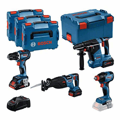 Conjunto 4 máquinas GSR 18V-90 C, GDX 18V-210 C, GBH 18V-24 C, GSA 18V-28 + 3x ProCORE18V (1x 4Ah + 2x 5.5Ah) BOSCH