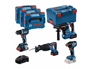 Conjunto 4 máquinas GSR 18V-90 C, GDX 18V-210 C, GBH 18V-24 C, GSA 18V-28 + 3x ProCORE18V (1x 4Ah + 2x 5.5Ah) BOSCH