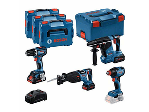 Conjunto 4 máquinas GSR 18V-90 C, GDX 18V-210 C, GBH 18V-24 C, GSA 18V-28 + 3x ProCORE18V (1x 4Ah + 2x 5.5Ah) BOSCH