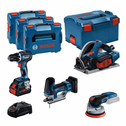 Conjunto 4 máquinas GSR 18V-90 C, GKT 18V-52 GC, GST 18V-155 SC, GEX 18V-125 + 3x ProCORE18V (1x 4Ah + 2x 5.5Ah) BOSCH 1