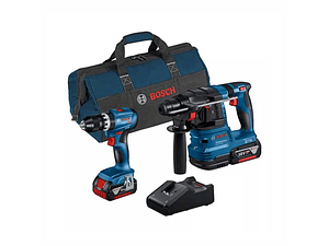 Conjunto de Aparafusadora GSB 18V-45 + Martelo perfurador SDS Plus GBH 18V-22 + 2x Baterias 18V 4.0Ah BOSCH