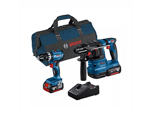 Conjunto de Aparafusadora GSB 18V-45 + Martelo perfurador SDS Plus GBH 18V-22 + 2x Baterias 18V 4.0Ah BOSCH