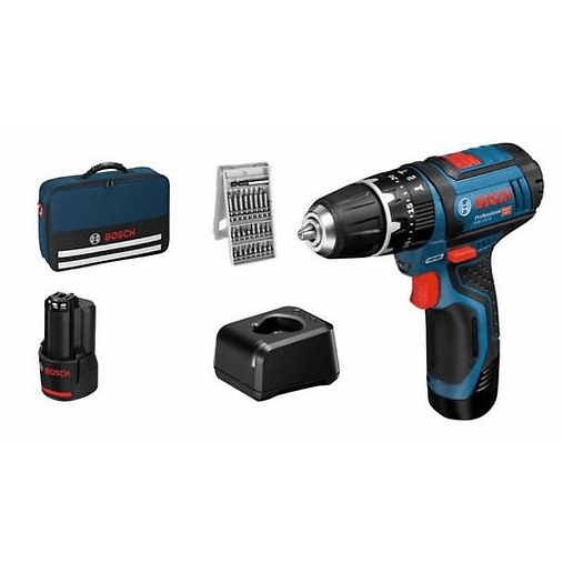 Aparafusadora/Berbequim com percussão GSB 12V-15 com 2 baterias + 25 ACC BOSCH 1