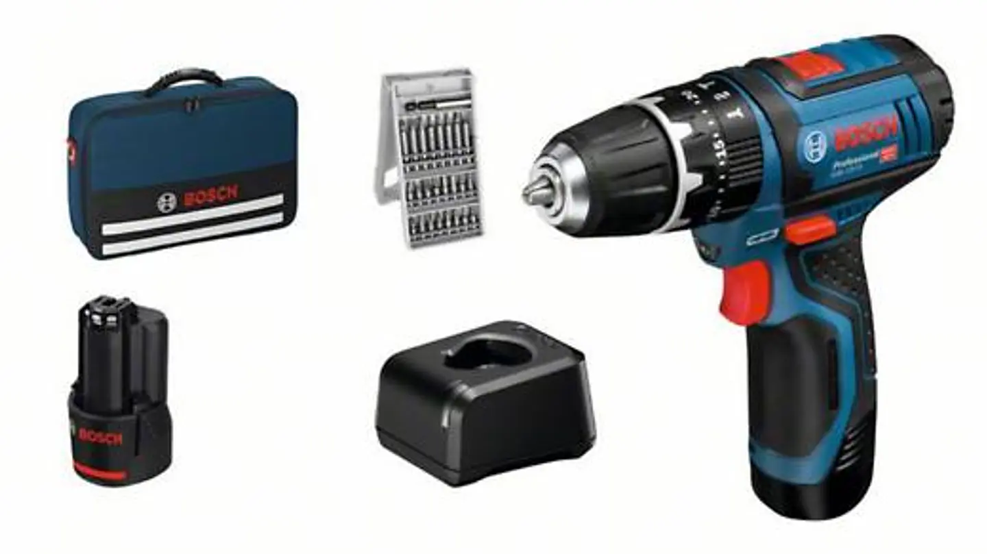 Aparafusadora/Berbequim com percussão GSB 12V-15 com 2 baterias + 25 ACC BOSCH 1
