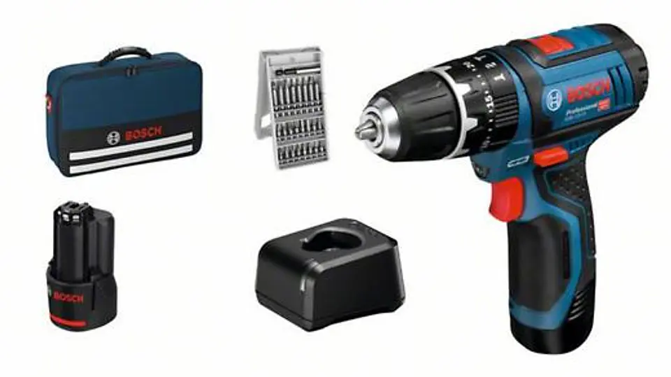 Aparafusadora/Berbequim com percussão GSB 12V-15 com 2 baterias + 25 ACC BOSCH 1