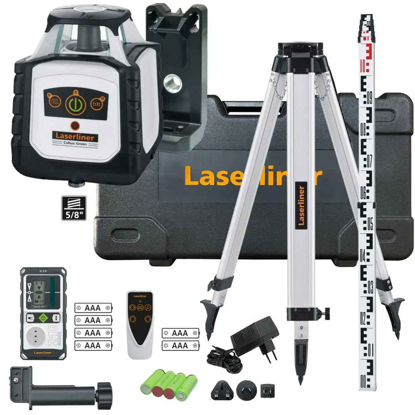 Nivel Laser verde rotativo Set Completo Cubus G 210 S Set 150 cm LASERLINER 1