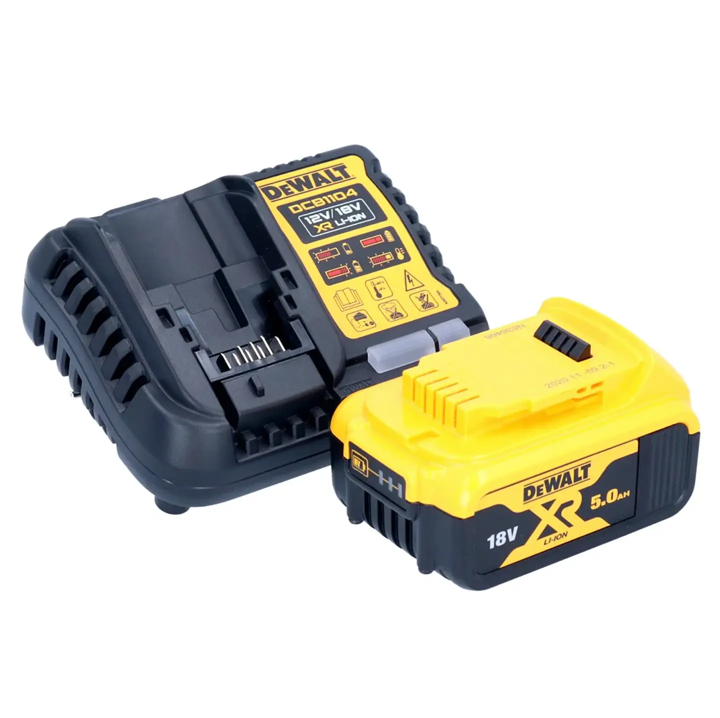 Kit 1 Baterias carril Li-Lon XR18V-5,0 Ah + Carregador DCB1104P1 DEWALT 1