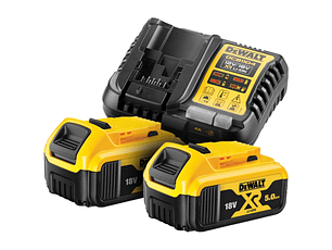 Kit 2 Baterias carril Li-Lon XR18V-5,0 Ah + Carregador DCB1104P2 DEWALT 