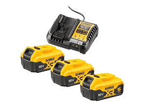 Kit 3 Baterias carril Li-Lon XR18V-5,0 Ah + Carregador DCB1104P3 DEWALT