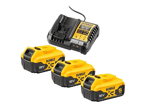 Kit 3 Baterias carril Li-Lon XR18V-5,0 Ah + Carregador DCB1104P3 DEWALT