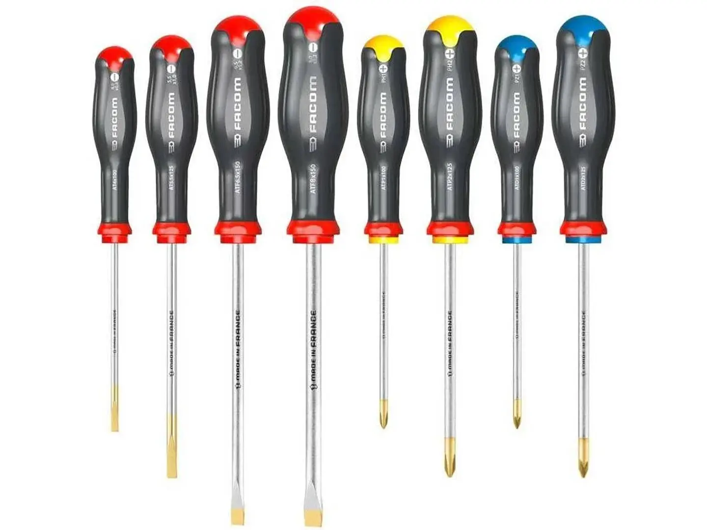 Jogo de 8 chaves de fenda, philips e pozidrive PROTWIST® + 2 Suportes AT.J8PB FACOM 1