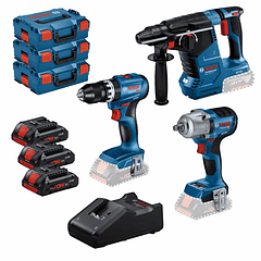 Conjunto 3 máquinas GBH 18V-24 C, GSB 18V-45, GDS 18V-450 HC + 3 Baterias ProCORE18V 4.0Ah PRIMeKIT BOSCH