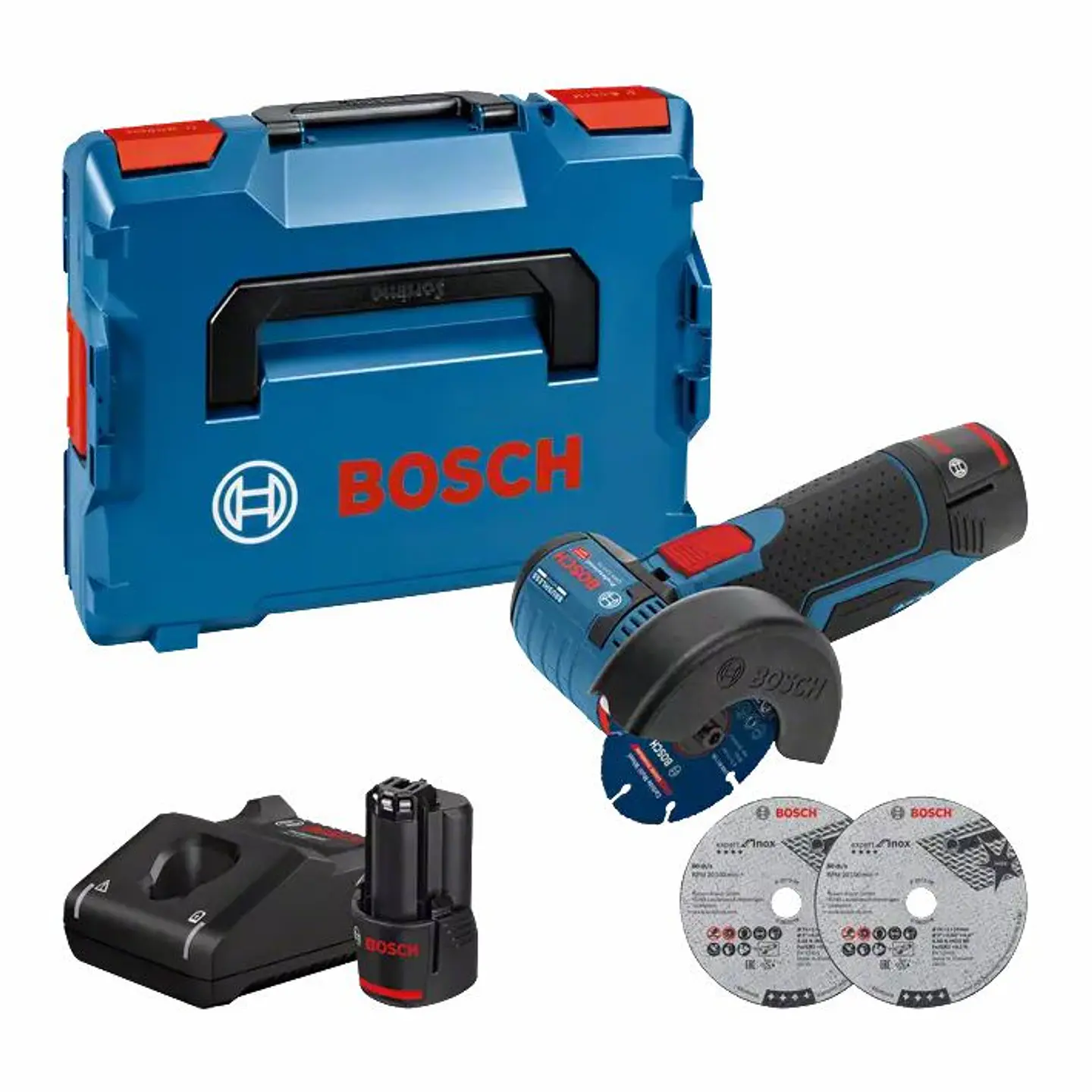 Mini rebarbadora a bateria 76 mm GWS 12V-76 + 2 Baterias 12V 3.0Ah + Mala L-BOXX BOSCH 1