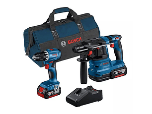 KIT 2 Ferramentas sem fio Aparafusadora GSR 18V-45 + Martelo SDS Plus GBH 18V-22 + 2x Baterias 4.0AH BOSCH 
