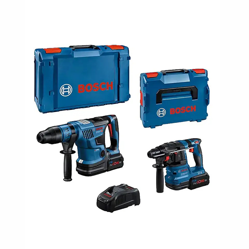 KIT 2 Martelos perfuradores sem fio GBH 18V-22 (SDS Plus) + GBH 18V-36 C (SDS Max) + 2x ProCORE18V 8.0Ah BOSCH 1