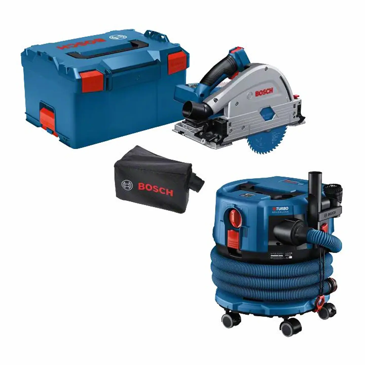 Conjunto BITURBO de Serra de imersão sem fio GKT 18V-52 GC + aspirador sem fio GAS 18V-12 MC BOSCH 1