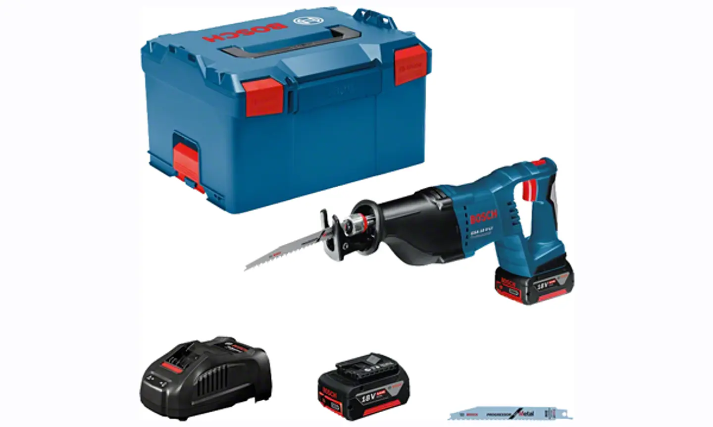 Serra sabre GSA 18V-LI + 2 baterias GBA 18V 5.0Ah + Carregador EM L-BOXX 238 BOSCH 1
