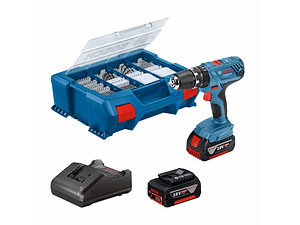 Aparafusadora/Berbequim com percussão sem fio GSB 18V-21 + 2 baterias GBA 18V 4.0Ah + SET 82 Acc BOSCH