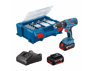 Aparafusadora/Berbequim com percussão sem fio GSB 18V-21 + 2 baterias GBA 18V 4.0Ah + SET 82 Acc BOSCH