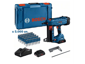 Kit Pregadora de Betão GNB 18V-38 + 2x Baterias PC 4.0Ah + 5000 Pregos NB para betão BOSCH