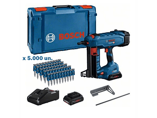 Kit Pregadora de Betão GNB 18V-38 + 2x Baterias PC 4.0Ah + 5000 Pregos NB para betão BOSCH