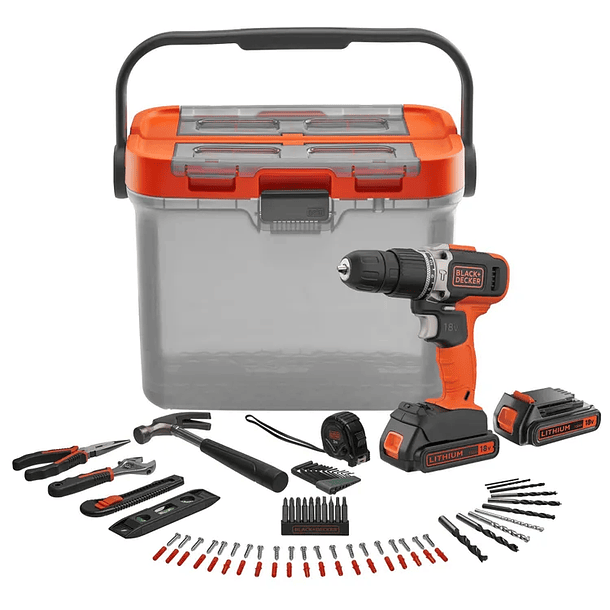 Kit Berbequim sem Fio C/Percussão 18V 2x1,5Ah + 78 Acessórios BCKSB03 BLACK+DECKER