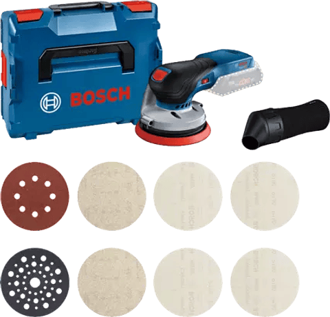 Lixadora excentrica GEX 18V-125 com SET LIXAS + Mala L-BOXX BOSCH