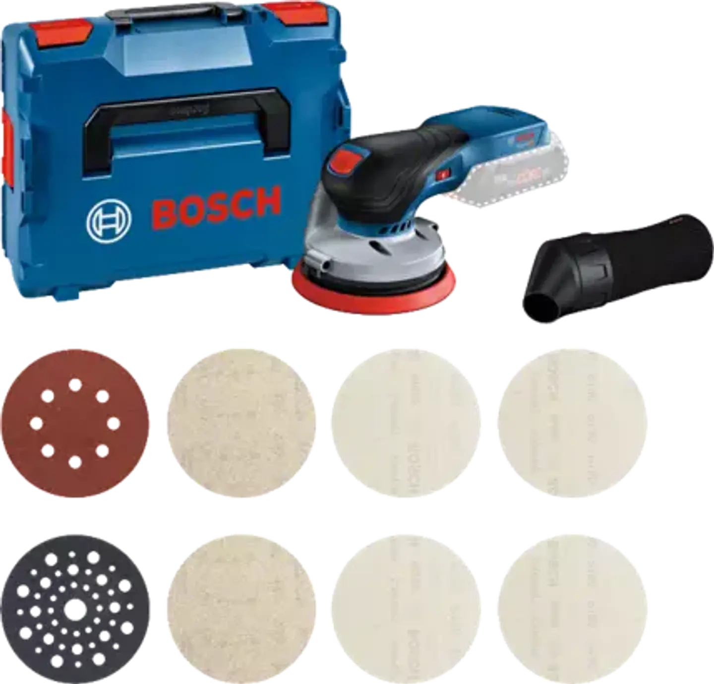 Lixadora excentrica GEX 18V-125 com SET LIXAS + Mala L-BOXX BOSCH 1