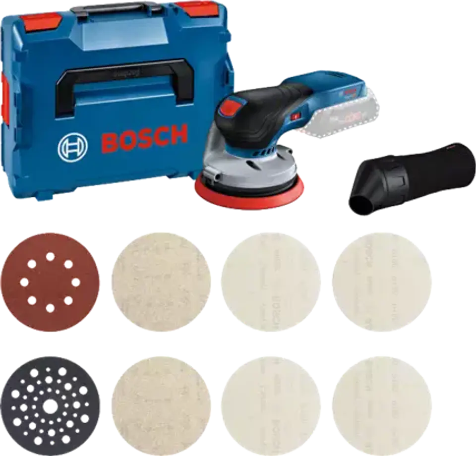 Lixadora excentrica GEX 18V-125 com SET LIXAS + Mala L-BOXX BOSCH 1