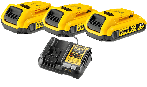 Kit 3 Baterias carril Li-Lon XR 18V - 2,0 Ah DCB183 + Carregador DCB1104 DEWALT 