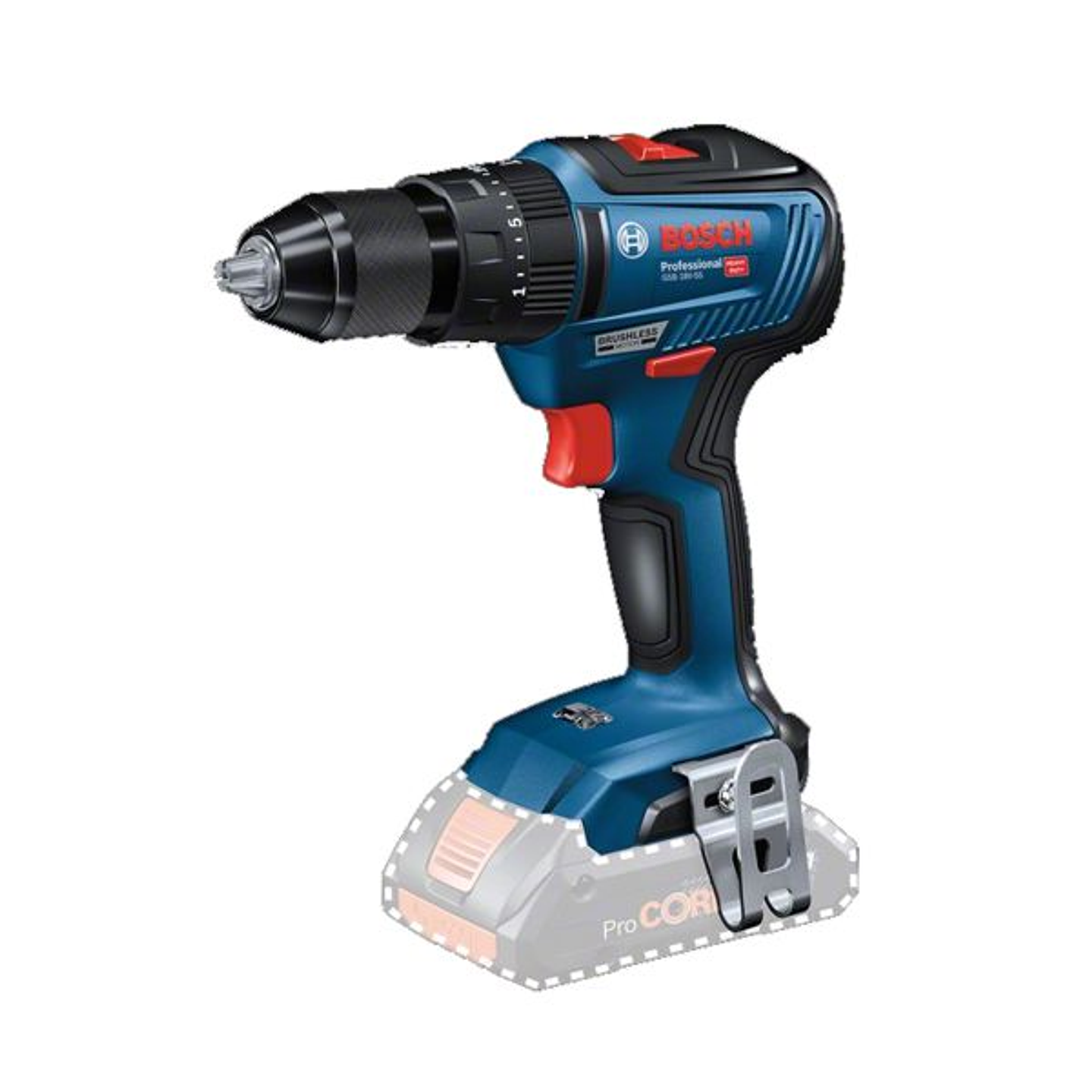 Aparafusadora/Berbequim com percussão sem fio GSB 18V-55 + 1 Bateria 18V 4.0Ah + Carregador SoloPOWER PACK BOSCH 2