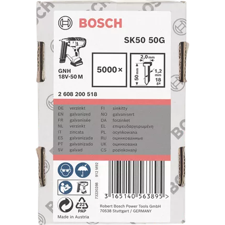 Prego Brad sem cabeça 1,2mm 18 G SK50 BOSCH 8