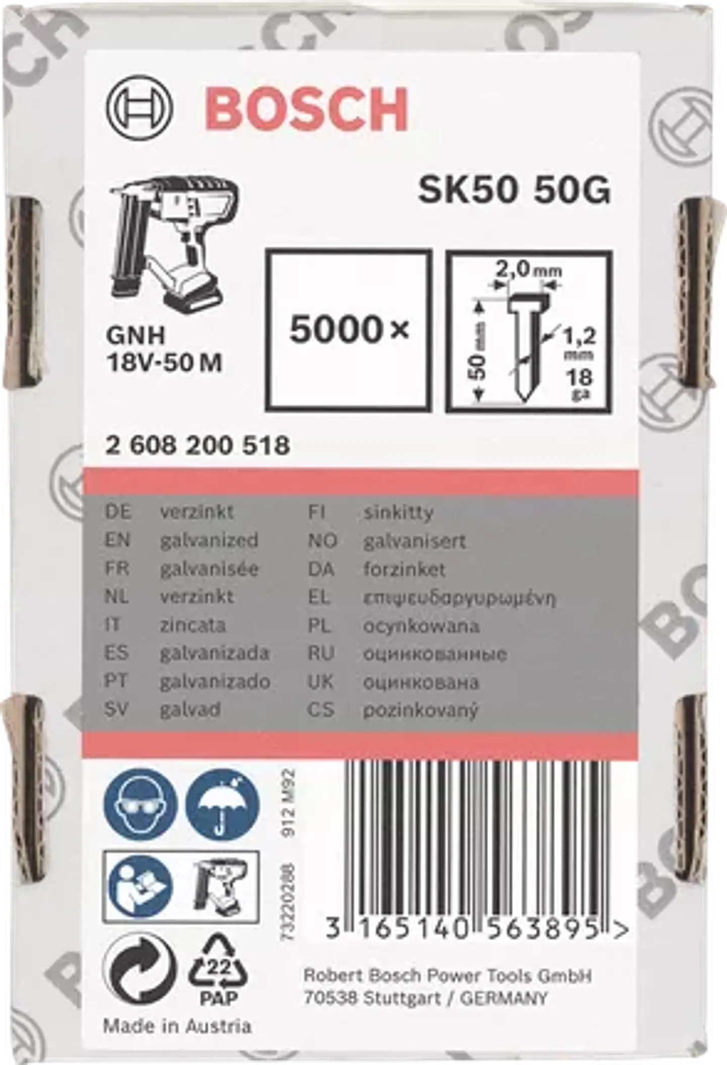 Prego Brad sem cabeça 1,2mm 18 G SK50 BOSCH 8
