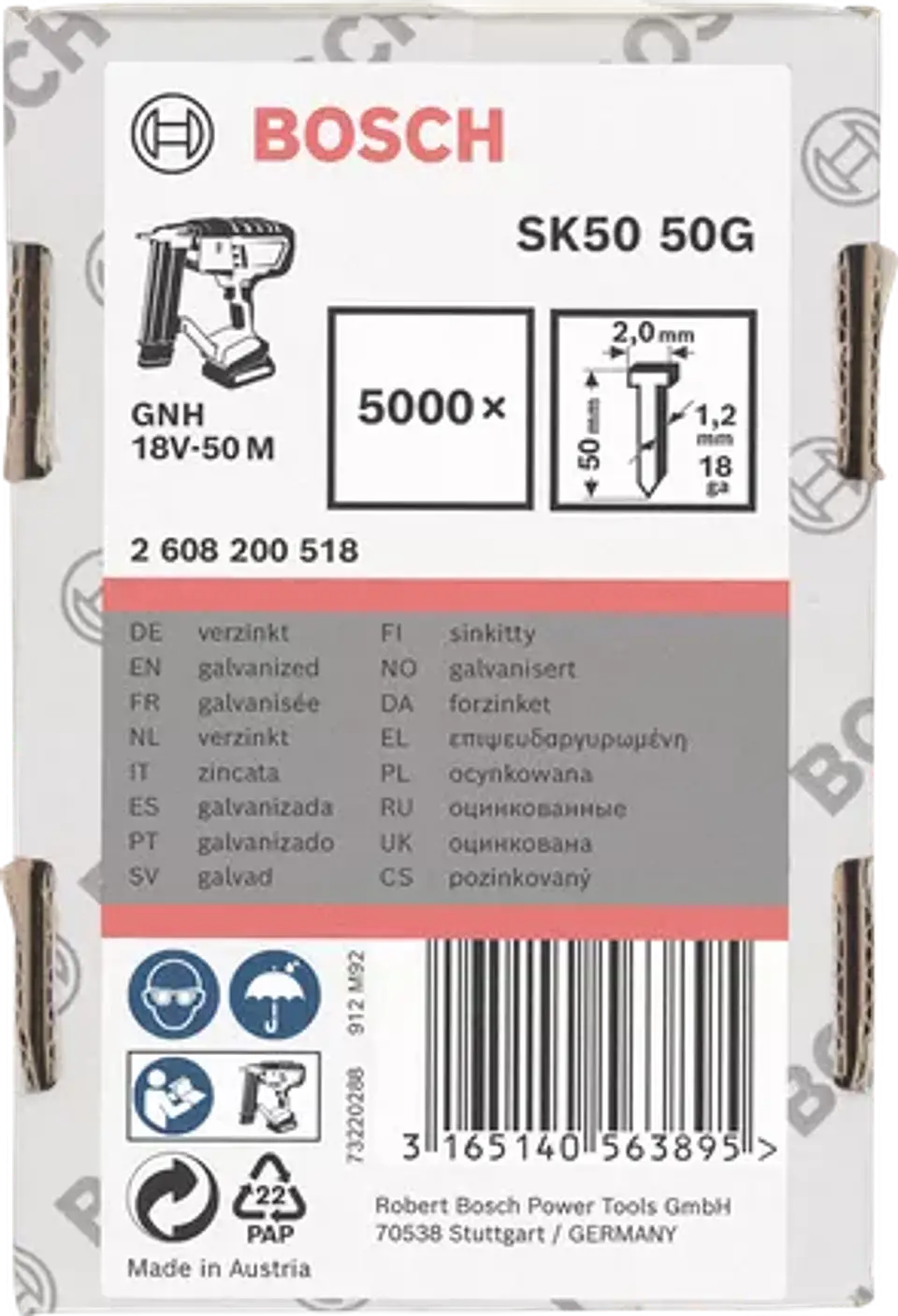 Prego Brad sem cabeça 1,2mm 18 G SK50 BOSCH 8