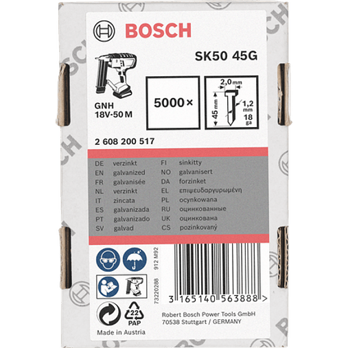 Prego Brad sem cabeça 1,2mm 18 G SK50 BOSCH 7