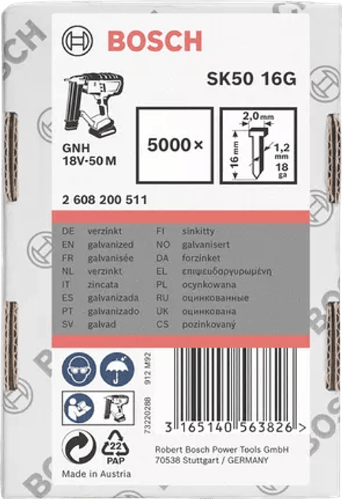 Prego Brad sem cabeça 1,2mm 18 G SK50 BOSCH