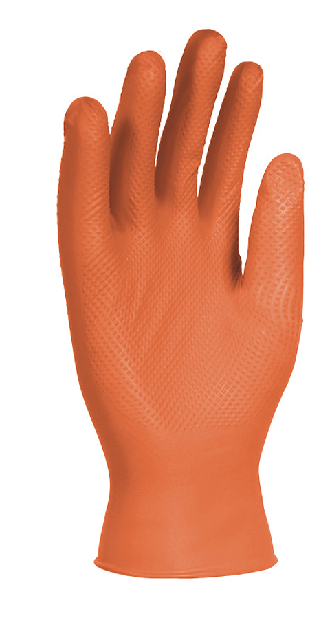 50 Un. Luvas de Nitrilo laranja Texturizadas sem pó Descartáveis 2550-T/L-(9) UNIGRIP 3L INTERNACIONAL