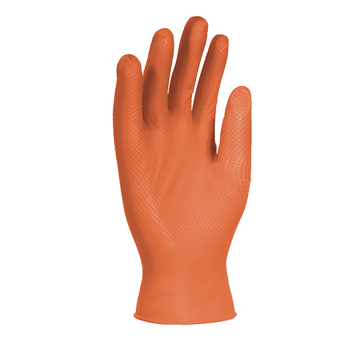 50 Un. Luvas de Nitrilo laranja Texturizadas sem pó Descartáveis 2550-T/L-(9) UNIGRIP 3L INTERNACIONAL 1