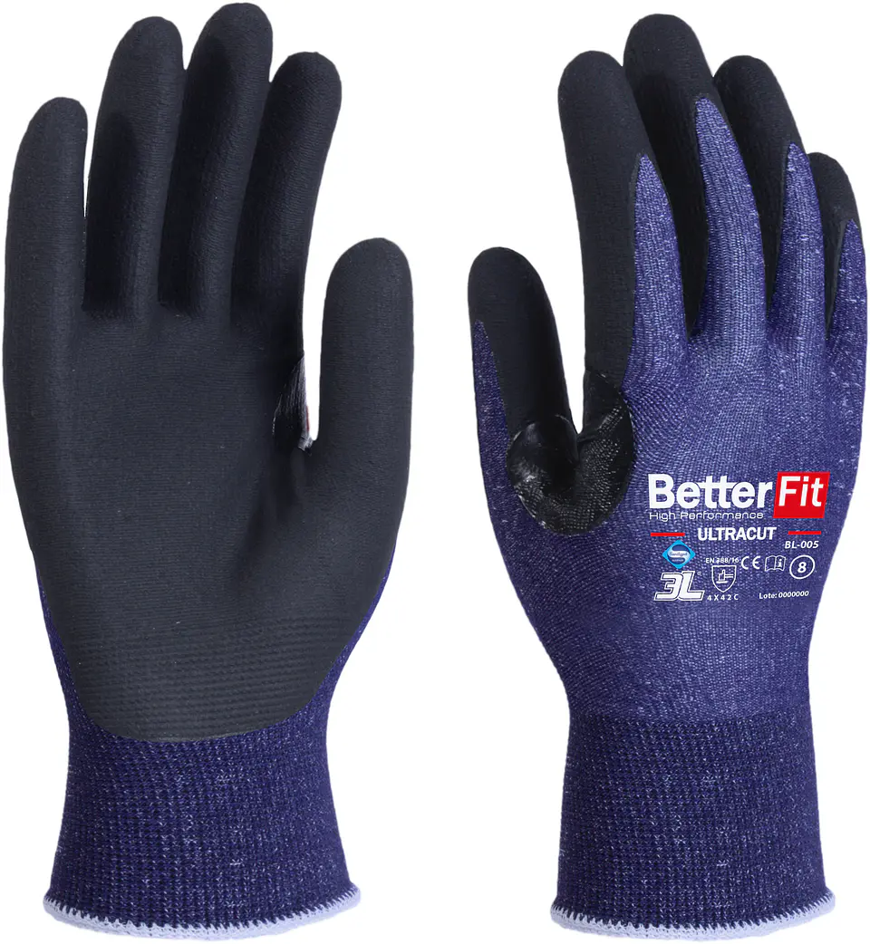 Luvas de Alta Resistência ao Corte Nível 4 Betterfit Ultracut BL-005 T/9 3L INTERNACIONAL 1