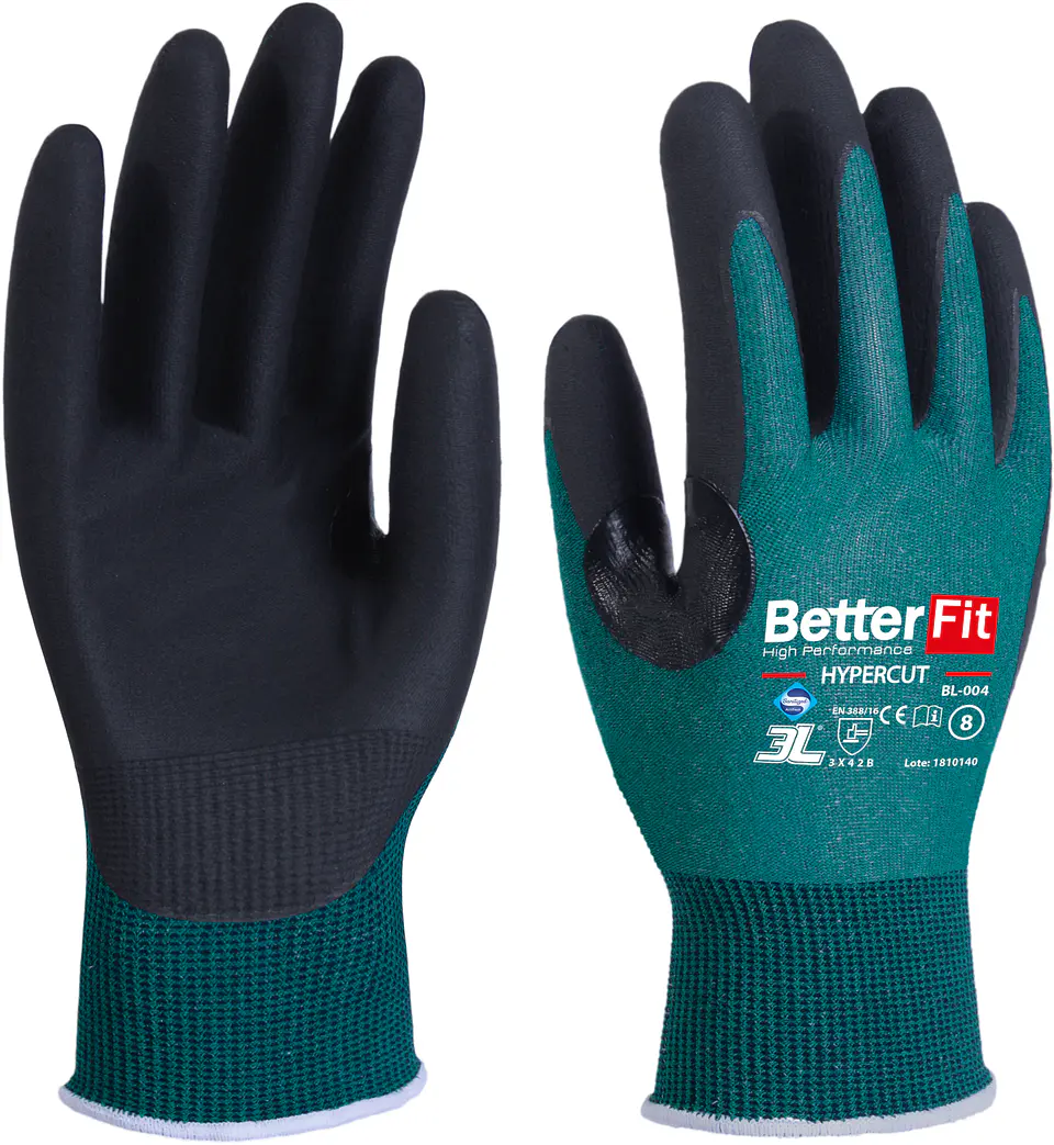 Luvas de Alta Resistência ao Corte Nível 3 Betterfit Hypercut BL-004 T/9 3L INTERNACIONAL 1