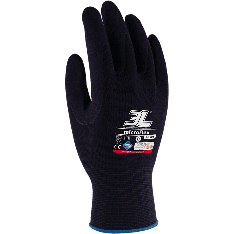 Luva de Nitrilo Esponjoso Antiderrapante Microflex S-1001 T/9 3L INTERNACIONAL 2