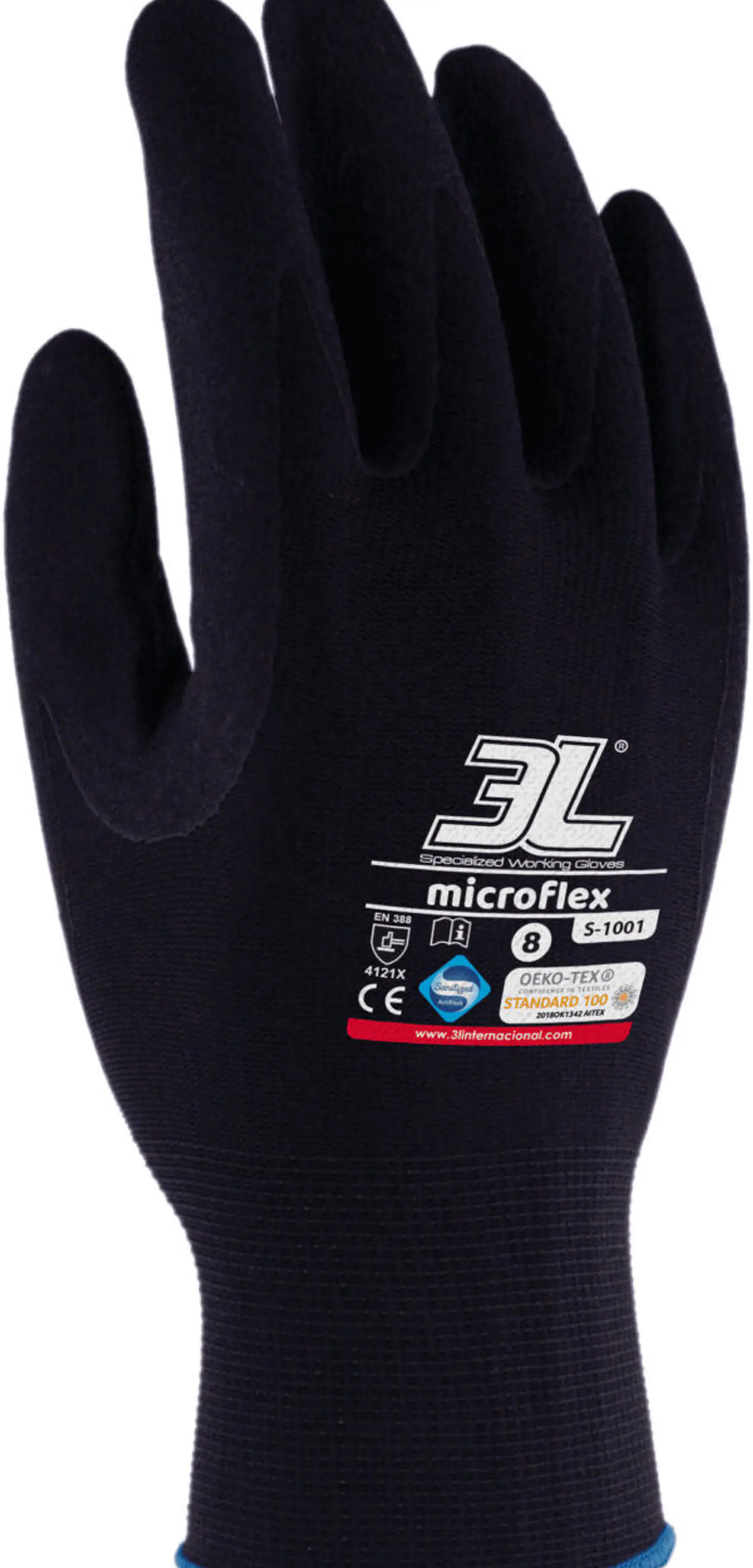 Luva de Nitrilo Esponjoso Antiderrapante Microflex S-1001 T/9 3L INTERNACIONAL 2