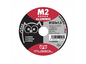 Disco de corte alumínio extrafino 125x1,5mm M2 MUSSOL