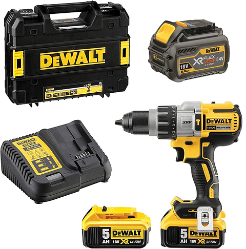Berbequim com Percussão sem Fio XR18V XRP + 2 Bat XR18V 5,0 Ah + 1 FlexVolt XR54/18V 6,0 Ah DCD996TP2 DEWALT